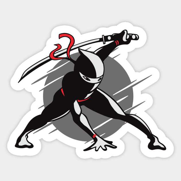 Cartoon Ninja on the Attack Sticker by SLAG_Creative